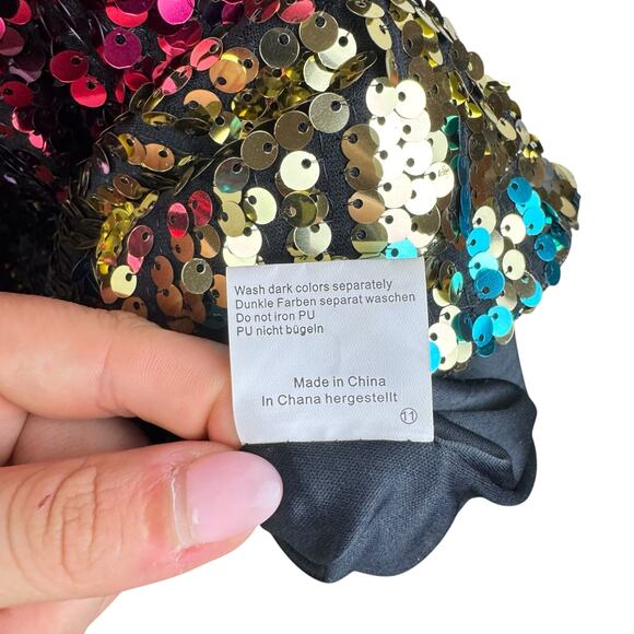 Kate Kason Colorful All Over Sequin Strappy Mini Shift Vibrant Party Dress - Picture 13 of 13